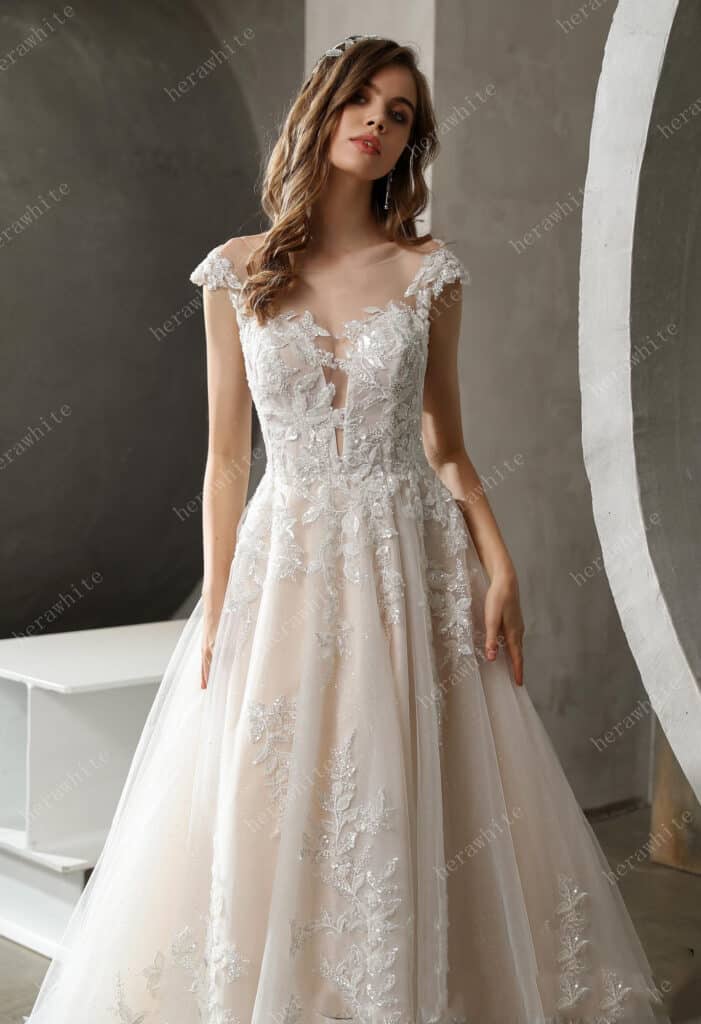 Lace-up Beaded Sweetheart Neck A-line Dress Blushing Pink