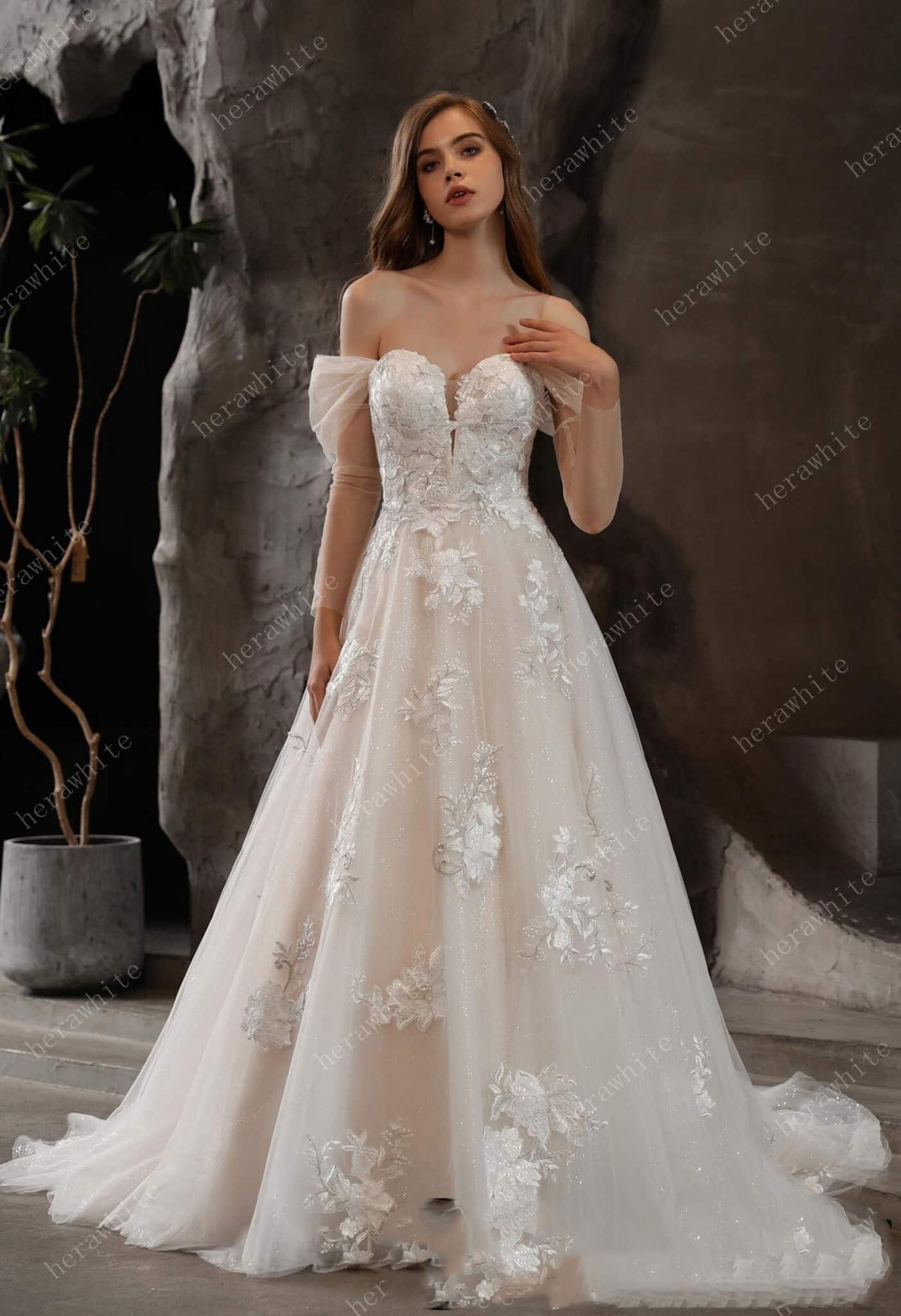 FITTED OFF THE SHOULDER BRIDAL GOWN